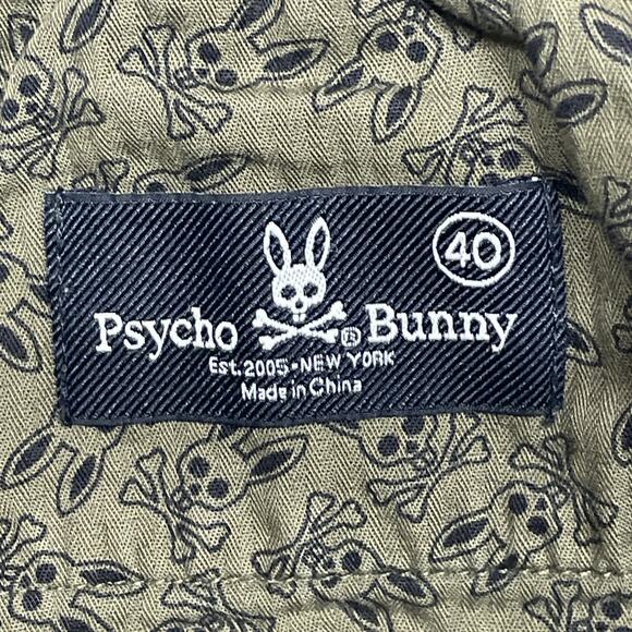 Psycho Bunny Mens 40 Cargo Shorts Olive Green Elastic Waist w/Orange Drawstring - Picture 13 of 15